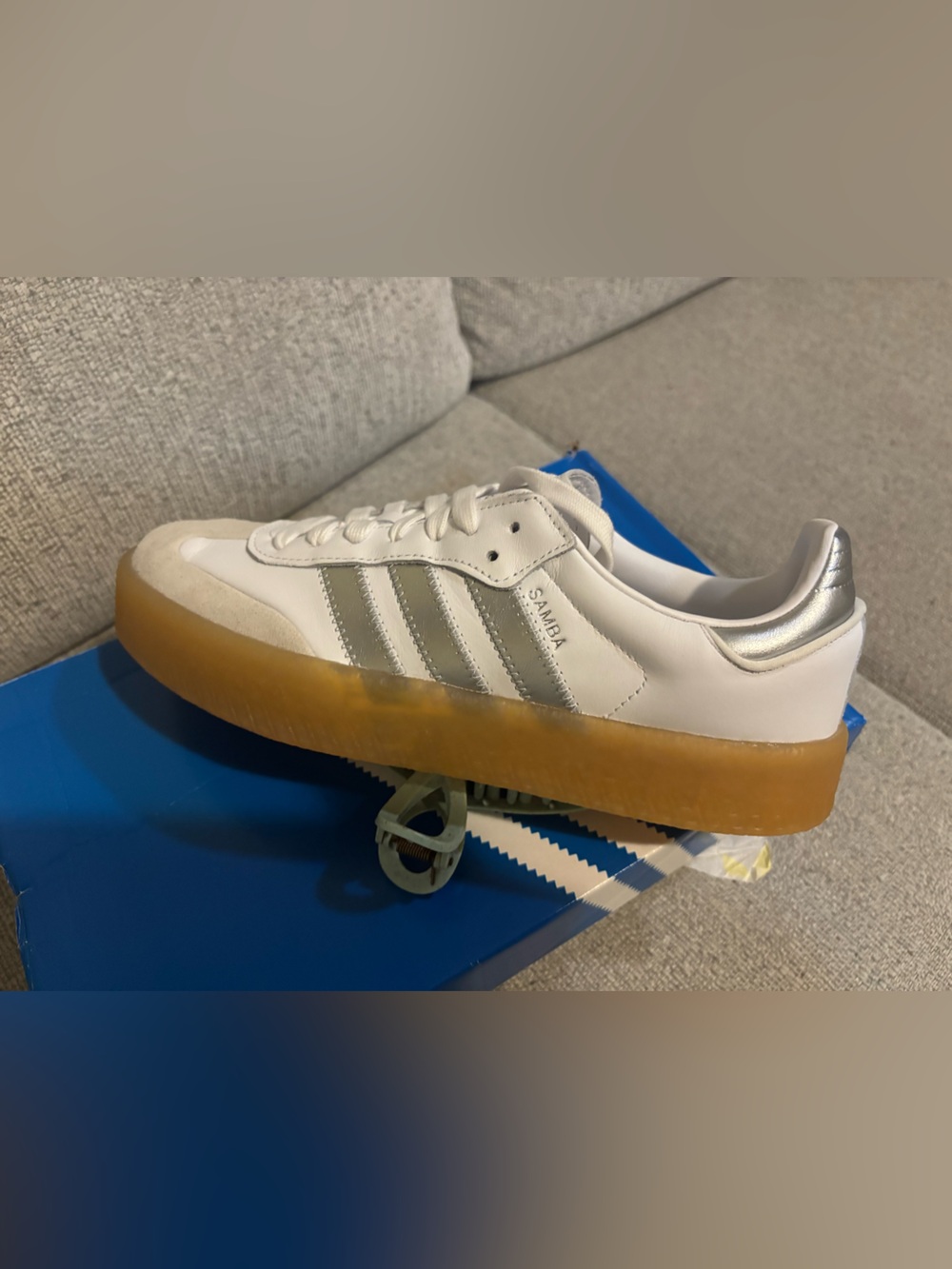 adidas Samba Platform Sneakers - White with Silver & Gum
